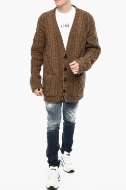 Oversize Fit Cardigan a Trecce con 2 Tasche a Toppa></noscript>Dsquared2 Clearance