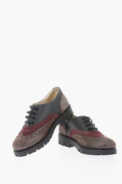 Oxford brogue in pelle con dettagli glitter>Monnalisa Discount