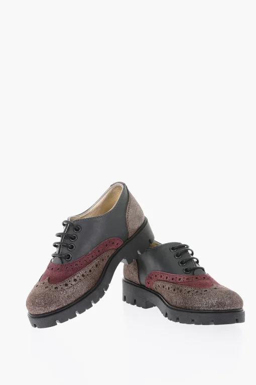 Oxford brogue in pelle con dettagli glitter>Monnalisa Discount
