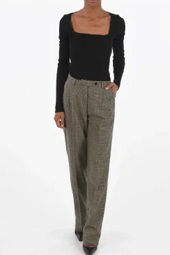 Best pantalone a doppia pince SURO pied-de-poule a vita alta Donna Pantaloni