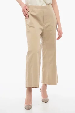 New Pantalone Crop Svasato con Orlo a Taglio Vivo Donna Pantaloni