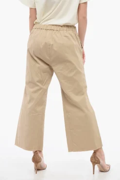 New Pantalone Crop Svasato con Orlo a Taglio Vivo Donna Pantaloni