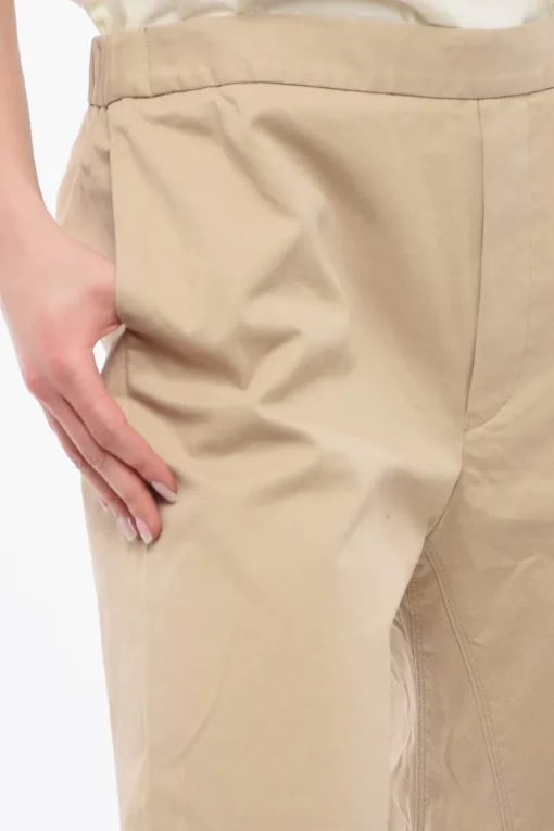 New Pantalone Crop Svasato con Orlo a Taglio Vivo Donna Pantaloni