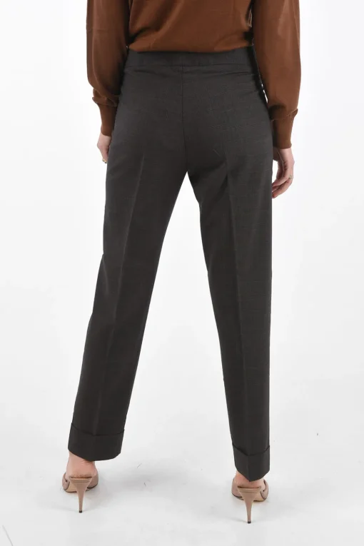 pantalone district check ad orlo con risvolto>Avenue Montaigne Sale