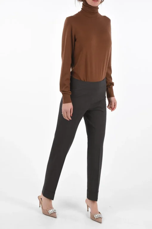 pantalone district check ad orlo con risvolto>Avenue Montaigne Sale