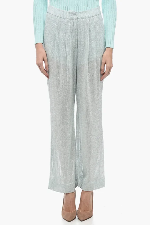 Pantalone in Mesh con Ricamo di Paillettes>Rotate Sale