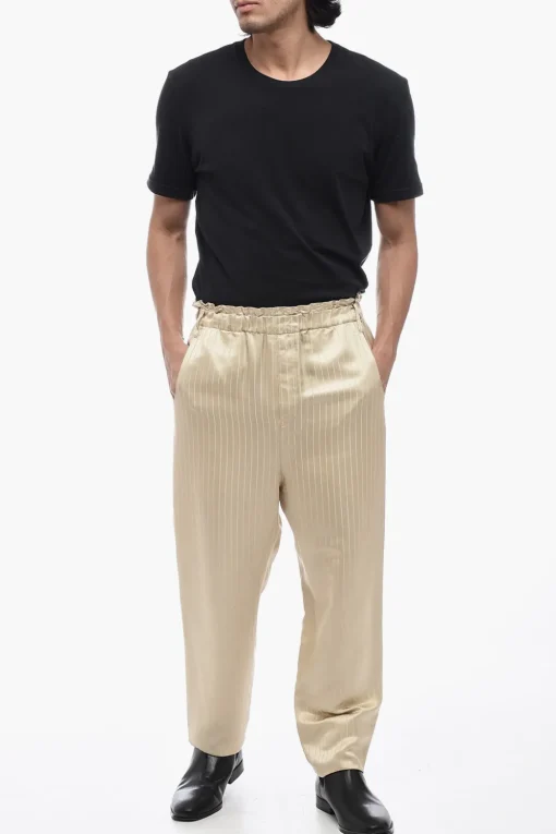 Pantalone Sartoriale a Righe con Coulisse>Saint Laurent Outlet