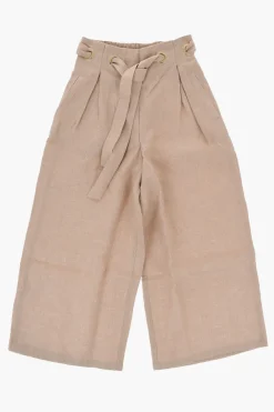 New Pantaloni A Doppia Pince In Lino con Cintura Abbigliamento