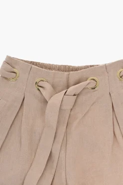 New Pantaloni A Doppia Pince In Lino con Cintura Abbigliamento
