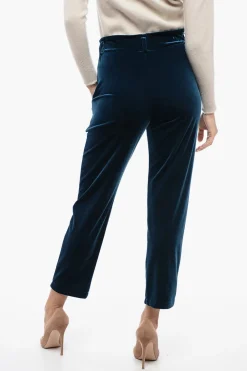 New Pantaloni 2 Tasche in Ciniglia con Elastico in Vita Donna Pantaloni