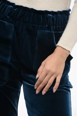 New Pantaloni 2 Tasche in Ciniglia con Elastico in Vita Donna Pantaloni