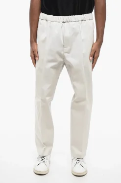 Hot Pantaloni 4 Tasche in Cotone Twill con Elastico in Vita Uomo Pantaloni
