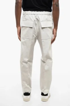 Hot Pantaloni 4 Tasche in Cotone Twill con Elastico in Vita Uomo Pantaloni