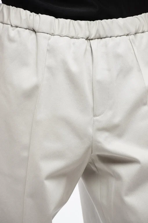 Hot Pantaloni 4 Tasche in Cotone Twill con Elastico in Vita Uomo Pantaloni