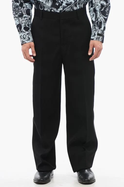 Pantaloni 4 Tasche in Lana Vergine con Passanti>Versace Best