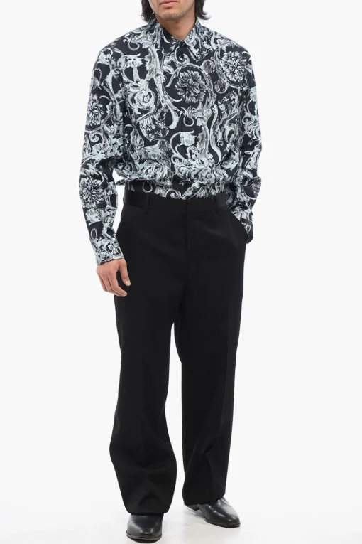 Pantaloni 4 Tasche in Lana Vergine con Passanti>Versace Best