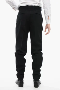 New Pantaloni 4 Tasche in Lana Vergine con Chiusura Nascosta Uomo Pantaloni