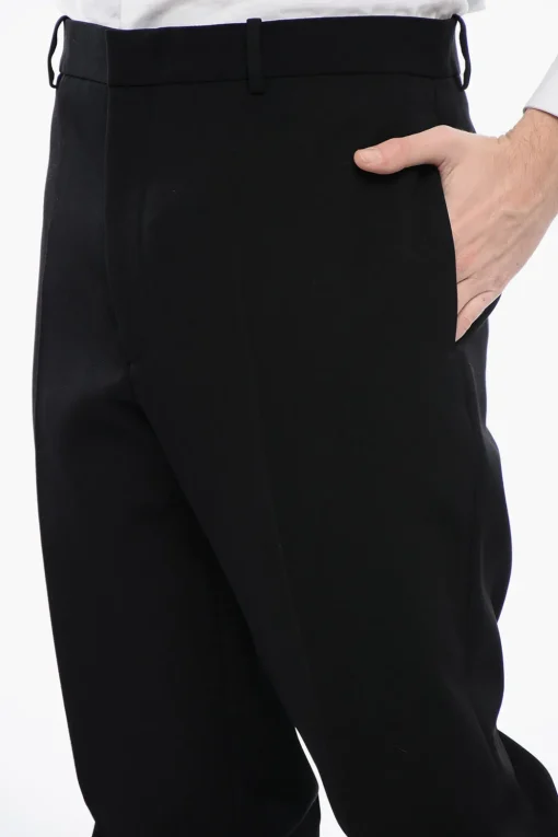 New Pantaloni 4 Tasche in Lana Vergine con Chiusura Nascosta Uomo Pantaloni