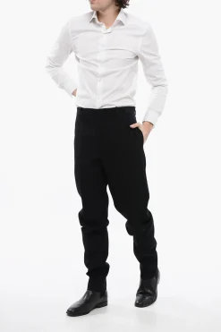 New Pantaloni 4 Tasche in Lana Vergine con Chiusura Nascosta Uomo Pantaloni