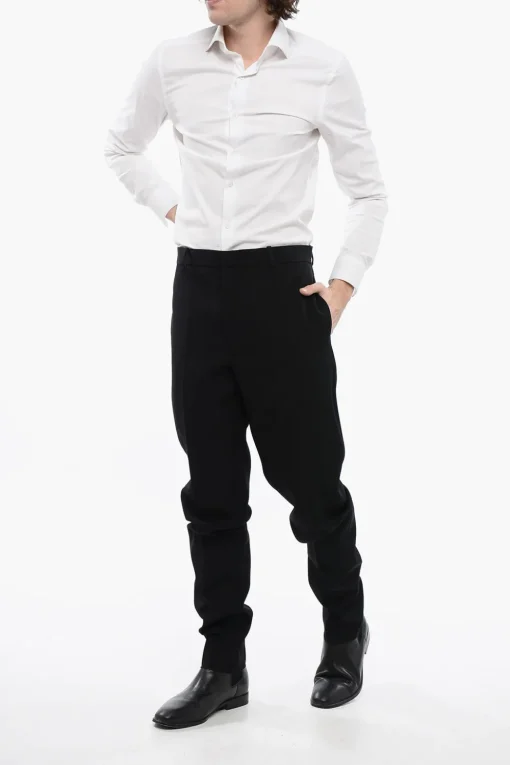 New Pantaloni 4 Tasche in Lana Vergine con Chiusura Nascosta Uomo Pantaloni