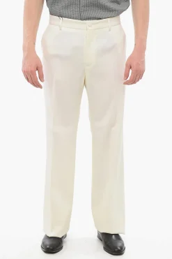 Clearance Pantaloni 4 Tasche in Misto Lana Vergine con Pince Frontale Uomo Pantaloni