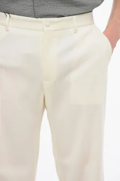 Clearance Pantaloni 4 Tasche in Misto Lana Vergine con Pince Frontale Uomo Pantaloni