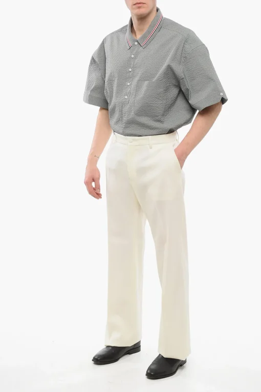 Clearance Pantaloni 4 Tasche in Misto Lana Vergine con Pince Frontale Uomo Pantaloni