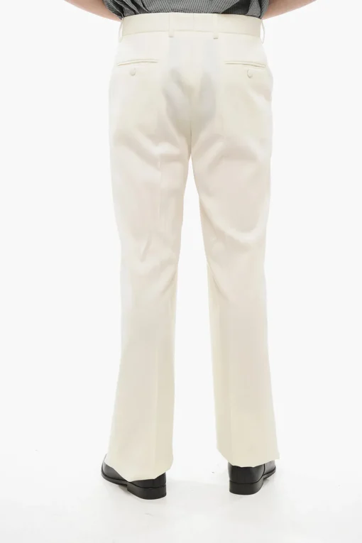 Clearance Pantaloni 4 Tasche in Misto Lana Vergine con Pince Frontale Uomo Pantaloni