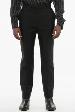 Sale Pantaloni 4 Tasche in Misto Lana con Chiusura a Scomparsa Uomo Pantaloni