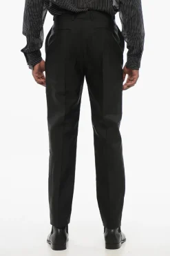 Sale Pantaloni 4 Tasche in Misto Lana con Chiusura a Scomparsa Uomo Pantaloni