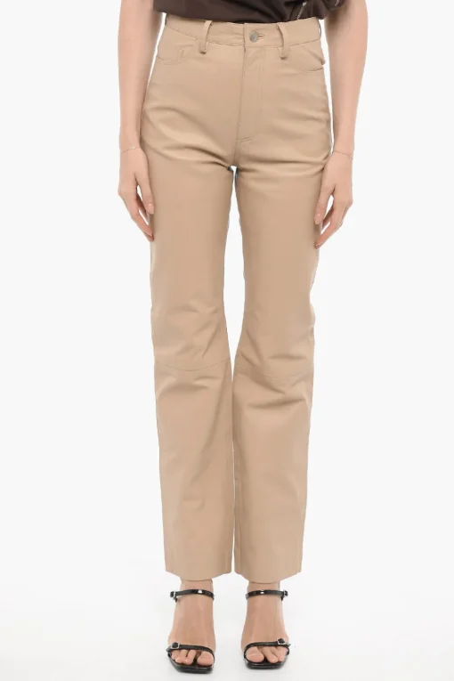 Pantaloni 5 Tasche in Pelle a Gamba Dritta>Remain Discount