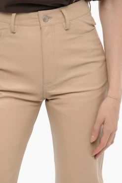 Pantaloni 5 Tasche in Pelle a Gamba Dritta></noscript>Remain Discount
