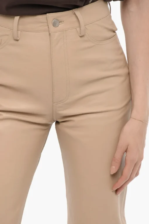 Pantaloni 5 Tasche in Pelle a Gamba Dritta>Remain Discount