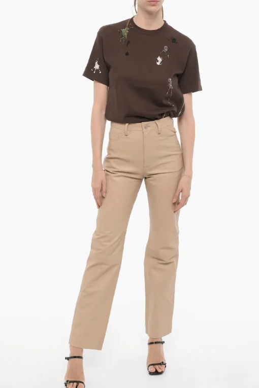 Pantaloni 5 Tasche in Pelle a Gamba Dritta>Remain Discount