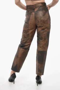 Pantaloni 4 Tasche Mom Fit in Pelle>BAIA Hot