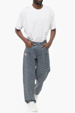 Online Pantaloni 5 Tasche SEIGAIHA con Motivo Rainbow Uomo Pantaloni