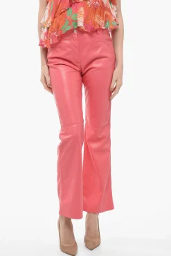Clearance Pantaloni 5 Tasche Straight Fit in Eco-pelle Donna Pantaloni