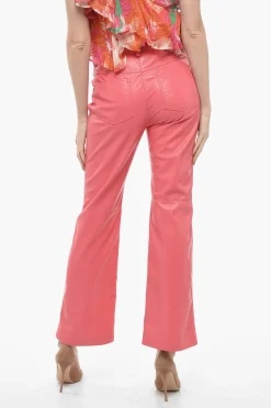 Clearance Pantaloni 5 Tasche Straight Fit in Eco-pelle Donna Pantaloni