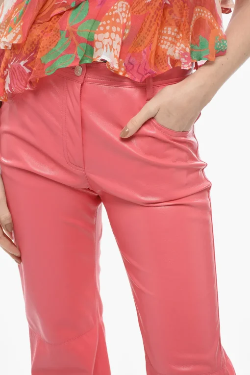 Clearance Pantaloni 5 Tasche Straight Fit in Eco-pelle Donna Pantaloni