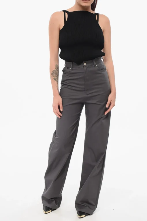 Discount Pantaloni 5 Tasche Straight Fit in Cotone Donna Pantaloni