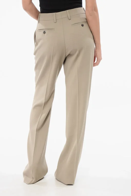 Sale Pantaloni 4 Tasche Straight Fit in Misto Lana Vergine Donna Pantaloni