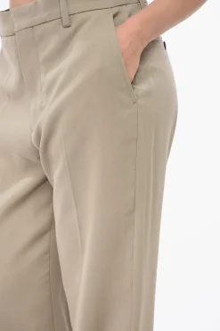 Sale Pantaloni 4 Tasche Straight Fit in Misto Lana Vergine Donna Pantaloni