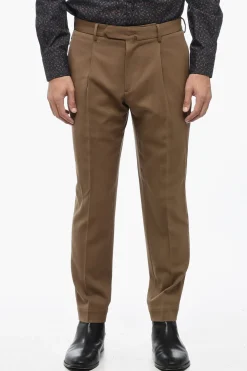 Pantaloni a 1 Pince IL VIAGGIATORE in Misto Lana con Passanti>Santaniello Discount