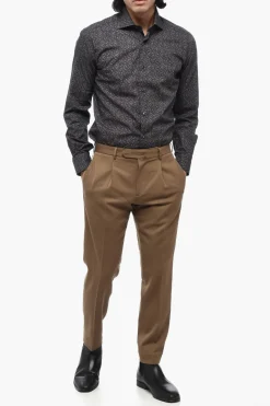 Pantaloni a 1 Pince IL VIAGGIATORE in Misto Lana con Passanti></noscript>Santaniello Discount