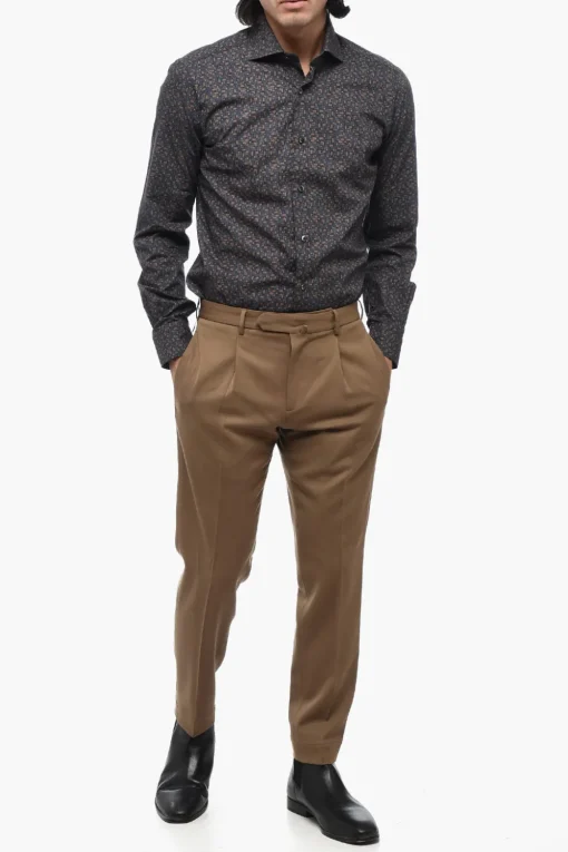 Pantaloni a 1 Pince IL VIAGGIATORE in Misto Lana con Passanti>Santaniello Discount