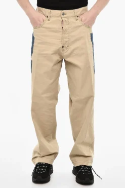 Clearance Pantaloni a 5 Tasche in Cotone Twill con Dettaglio in Denim Uomo Pantaloni