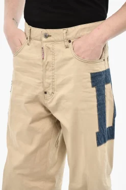 Clearance Pantaloni a 5 Tasche in Cotone Twill con Dettaglio in Denim Uomo Pantaloni