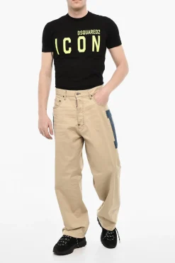 Clearance Pantaloni a 5 Tasche in Cotone Twill con Dettaglio in Denim Uomo Pantaloni