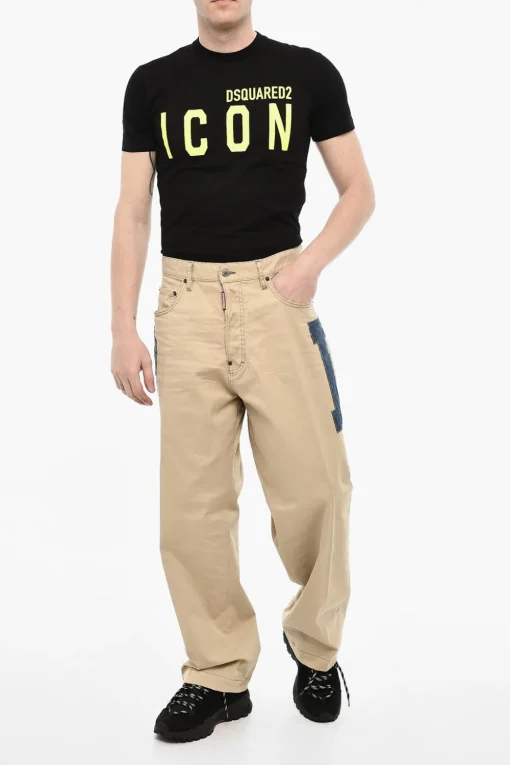 Clearance Pantaloni a 5 Tasche in Cotone Twill con Dettaglio in Denim Uomo Pantaloni