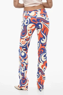 Fashion Pantaloni a Fantasia e a Vita Regolare con Dettagli Cut-Out Donna Pantaloni